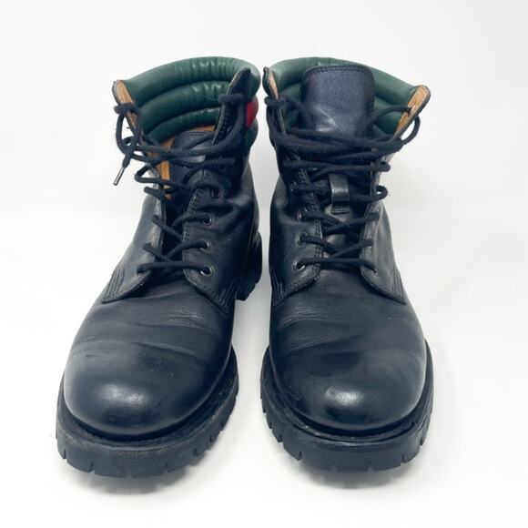 GUCCI Marland Black Leather Web Stripe Hiking Boot UK 7.5 main image 7